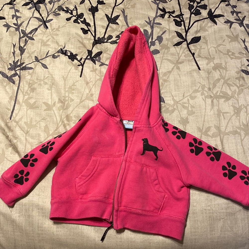 EUC The Black Dog 0-6M baby girl sweatshirt, zip-up